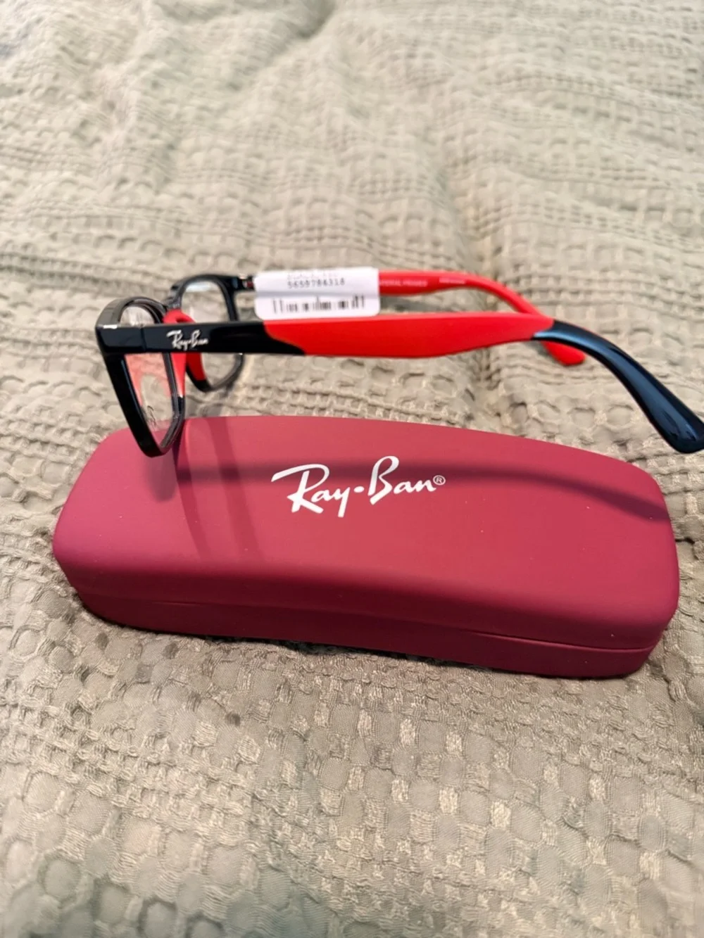Ray-Ban Black Frame with Red Temples Eyeglasses